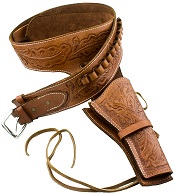 Western Deluxe Tooled Leather Holster, Tan Large