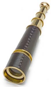 Functional Leather Wrapped Brass Telescope 