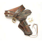 Old West Leather Holster with Replica Bullets