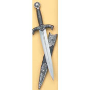 Medieval Dagger With Silver Finish and Scabbard