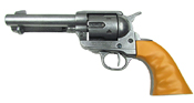 Old West Replica M1873 Antique Finish Quick Draw Revolver, Auburn Finger Grooved Grips Non-Firing Gun