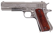 Replica M1911A1 Government Automatic Pistol Non-Firing Gun Nickel Finish, Wood Grips