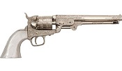 Replica Civil War M1851 Navy Non Firing Pistol Silver Engraved