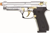 Front Firing V92F 9MMPA Blank Firing Gun Chrome Gold Engraved