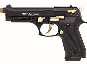 Front Firing V92F 9MMPA Blank Firing Gun Black Gold Engraved
