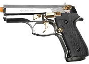 Front Firing Beretta Cougar 9MMPA Blank Gun-Chrome Gold