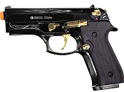 Front Firing Beretta Cougar 9MMPA Blank Gun-Black Gold Engraved