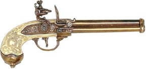 Three-Barrel Revolving Flintlock Pistol